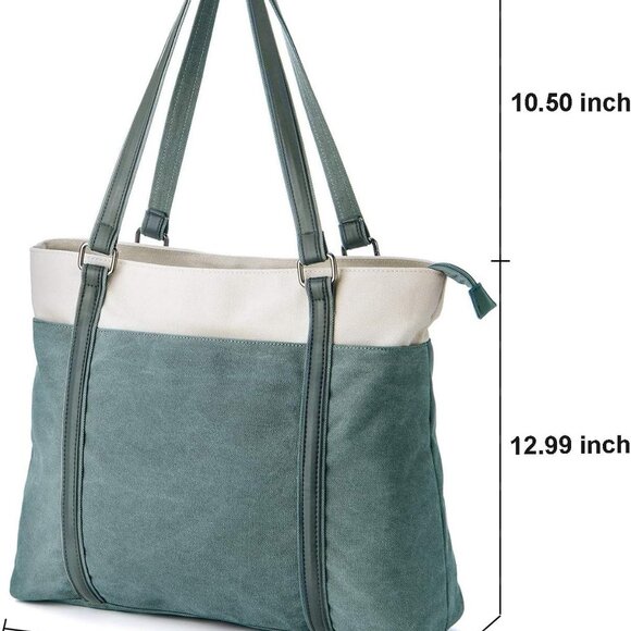 Women's Work Bag with Laptop Compartment Zipper Pockets Teacher Totes Purse - Picture 3 of 6